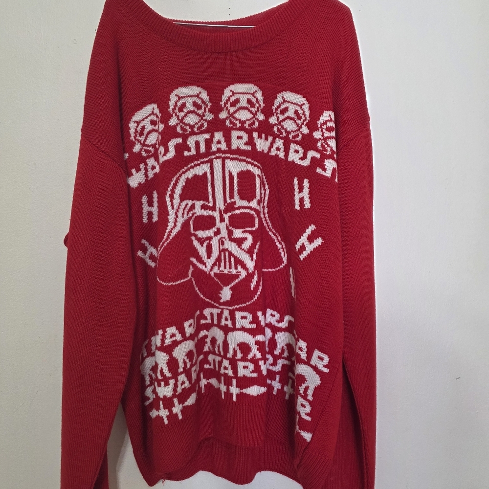 Red Star Wars Sweater with White Graphics